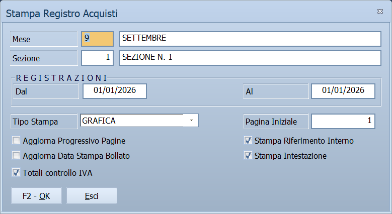 Stampa registro