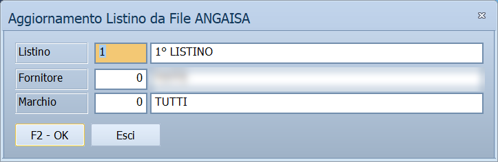 Aggiornamento listino da file