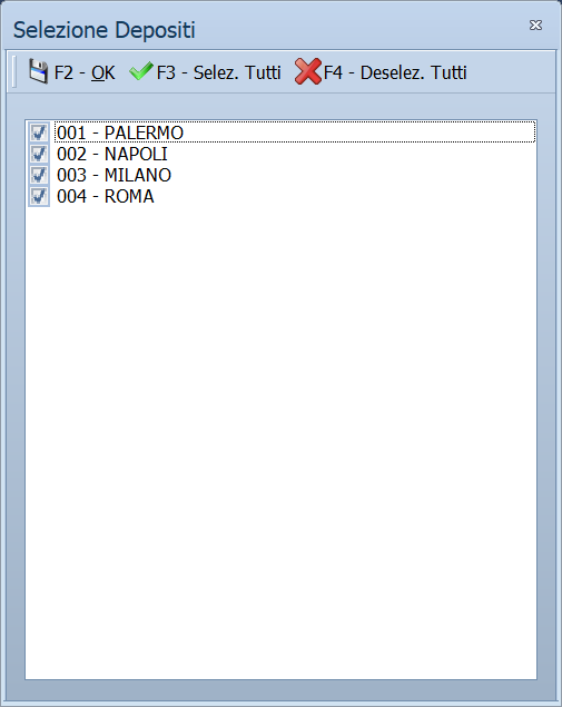 Selezione dei depositi