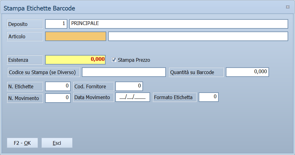 Stampa etichette barcode